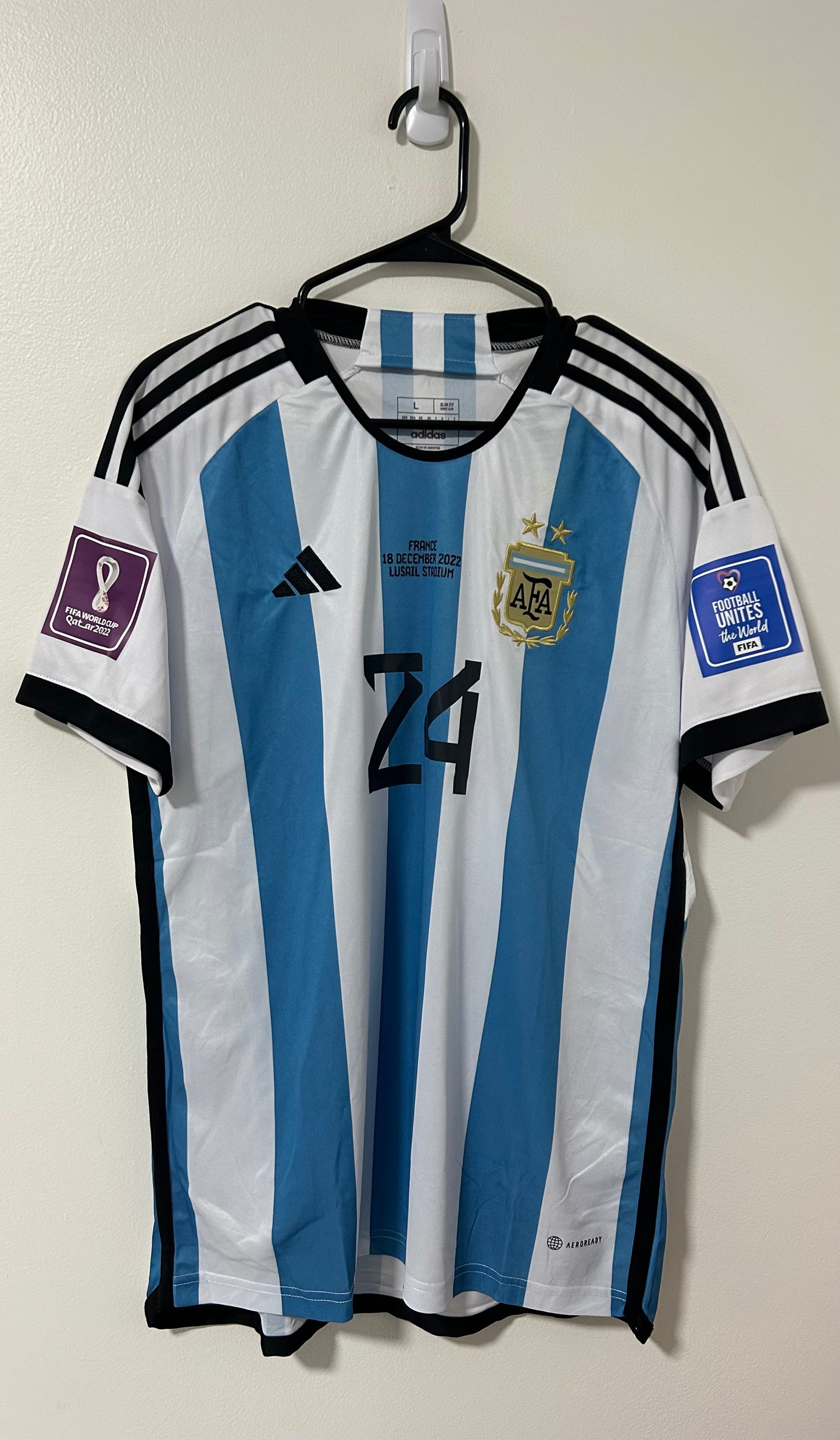 Argentina Home FIFA World Cup Qatar 2022 Enzo Fernández #24